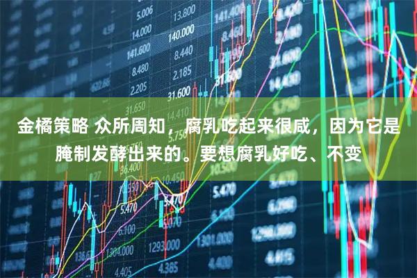 金橘策略 众所周知，腐乳吃起来很咸，因为它是腌制发酵出来的。要想腐乳好吃、不变
